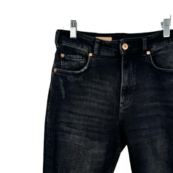 Pilcro Anthropologie Black Distressed Vintage Straight Jeans Boho Womens Size 28 - Picture 3 of 9